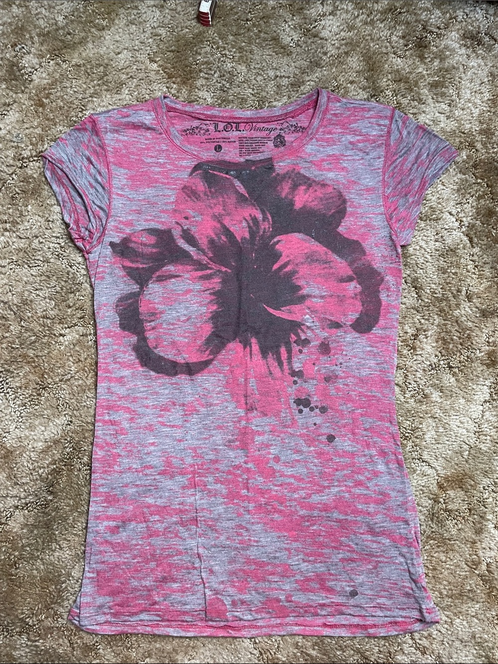 LOL VINTAGE Y2K 2000s Style Pink T Shirt Size Large